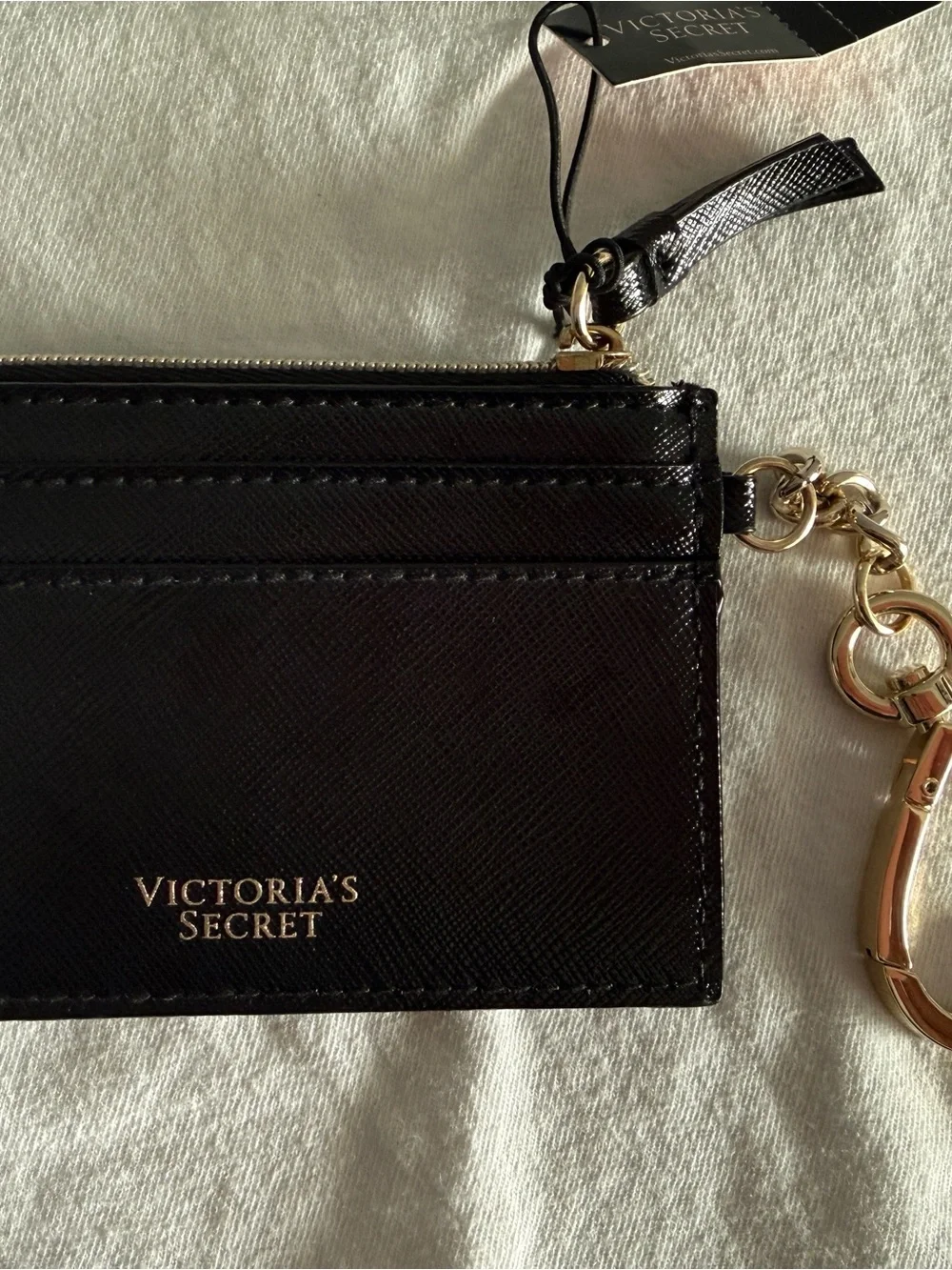 🚫SOLD🚫 Victoria's Secret Black Cardholder Keychain Wallet Rose Gold Accents NWT - Picture 3 of 5